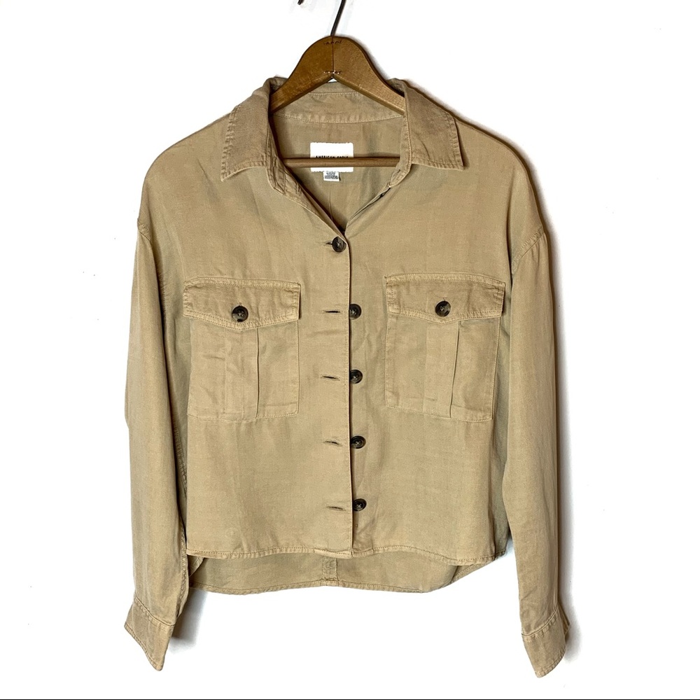 AMERICAN EAGLE LYOCELL SHIRT JACKET TAN SMALL NWT - Picture 1 of 8
